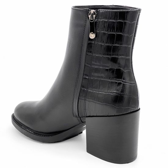 Ботинки Cover черные кожаные МЕХ тиснение под крокодила - фото 3, 751919-2 COV