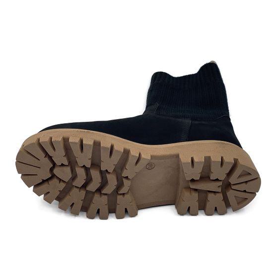 Ботинки Nila Nila черные кожаные на меху на бежевой подошве - фото 4, ZN26285M NIL NERO BEIGE