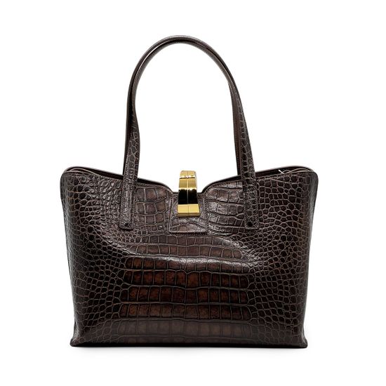 Сумка Valentino Orlandi коричневая кожаная крокодил - фото 3, 7604 VO MORO