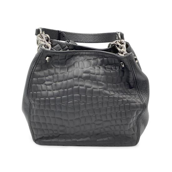 Сумка MOT CLE черная кожаная с &quot;серебряной&quot; фурнитурой - фото 3, COFFA MOT NERO COCCO SILVER