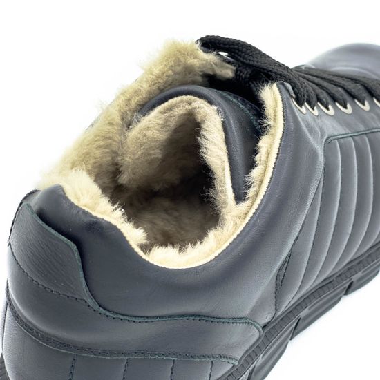 Кеды Pertini черные кожаные МЕХ на спортивном ходу - фото 6, 182M24561D2 PRT