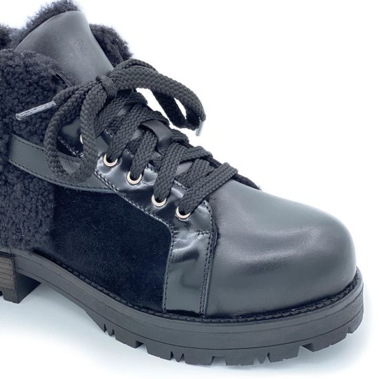 Ботинки Tiffi черные МЕХ комбинация кожи и замши - фото 6, FA27M TI