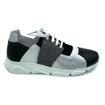 Кроссовки Donna Soft черно-серебряные кожаные - фото 1, MOT1756 DS