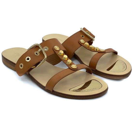 Шлепанцы Loretta Pettinari коричневые кожаные - фото 6, 4736 LP