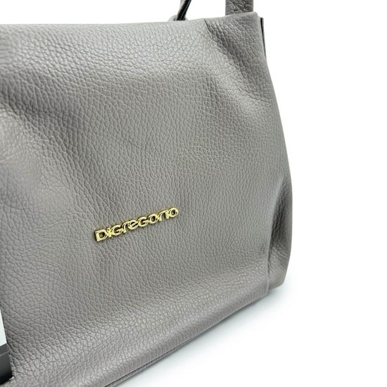 Сумка Di Gregorio светло-серая кожаная - фото 4,