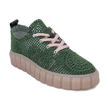 Кроссовки Lab Milani зеленые текстильные префорированные - фото 2, 461800 LAB
