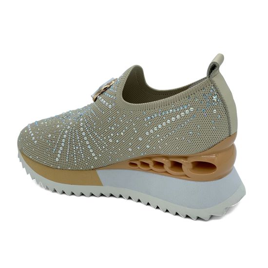 Кроссовки Ilasio Renzoni кожа и текстиль стрейч бежевые - фото 3, 