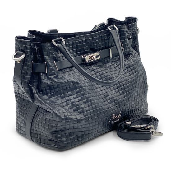 Сумка Renato Angi черная кожаная плетеная - фото 2, 