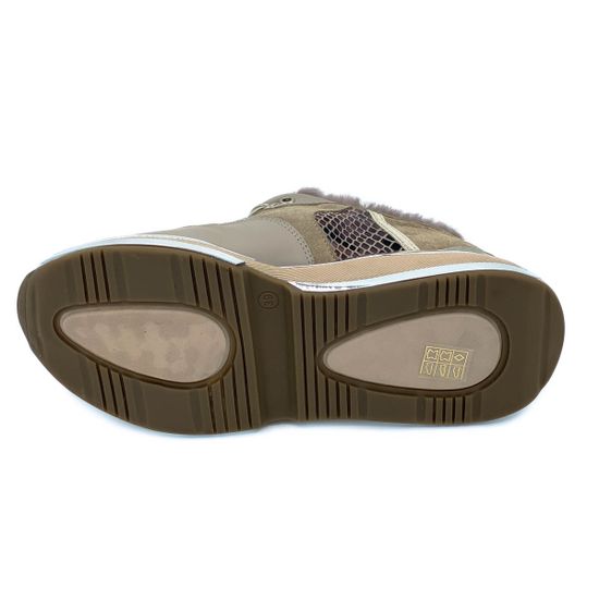 Кроссовки Nila&amp;Nila бежевые комбинация кожи и замши МЕХ - фото 4, 