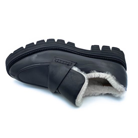 Лоферы Tuffoni черные кожаные МЕХ - фото 5, 