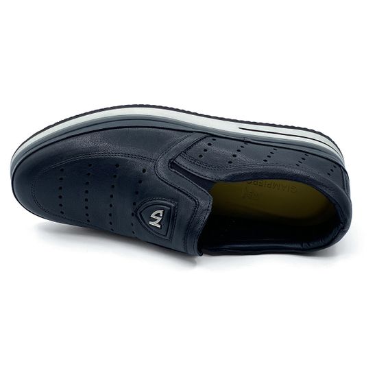 Слипоны Giampieronicola черные кожаные с крупной перфорацией - фото 5, 