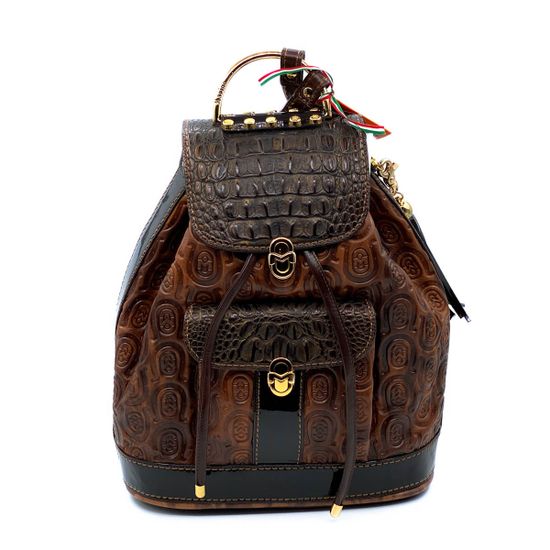 Рюкзак Marino Orlandi коричневый кожаный крокодил - фото 1, 