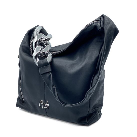 Сумка Renato Angi черная кожаная с крупной цепью - фото 2, 