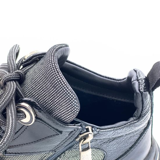 Кроссовки Lab Milano черно-серебряные кожаные Байка - фото 7, ZN1295 LAB