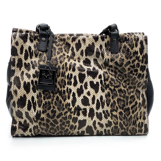 Сумка Ripani черно-коричневая кожаная Леопард - фото 6, 