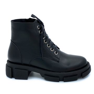 Ботинки Cover черные кожаные МЕХ - фото 1, 76913-2 COV