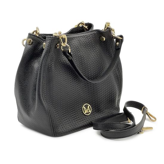 Сумка MOT CLE черная кожаная с &quot;золотой&quot; фурнитурой - фото 2, COFFA MOT NERO GOLD