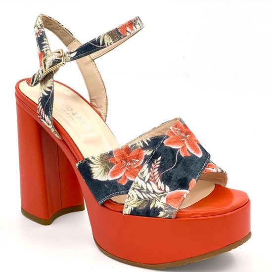 Босоножки Rosso&amp;Nero кожаные красные на платформе - фото 2, 3867 RN ROSSO