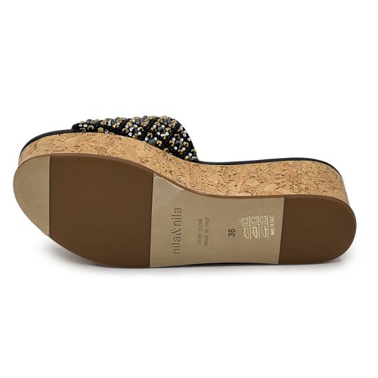 Сабо NILA&amp;NILA черные кожаные со стразами - фото 4, PERT02F NIL