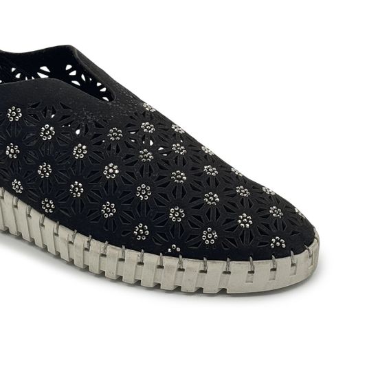 Слипоны Nila Nila черные из нубука с перфорацией - фото 6, ES025YA-175B NIL NERO