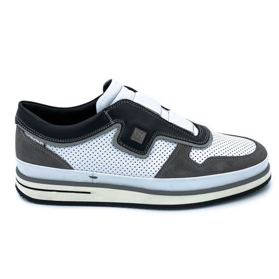 Кроссовки Giampieronicola бело-серые комбинация кожи и нубука - фото 1, A33879 GPN