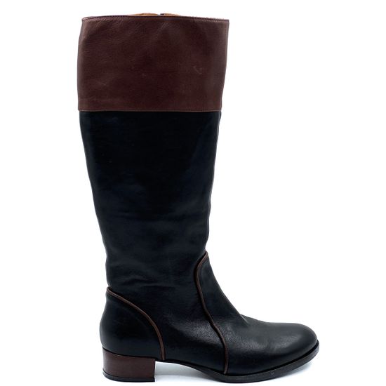 Сапоги Zamagni черно-коричневые кожаные демисезонные - фото 1, 