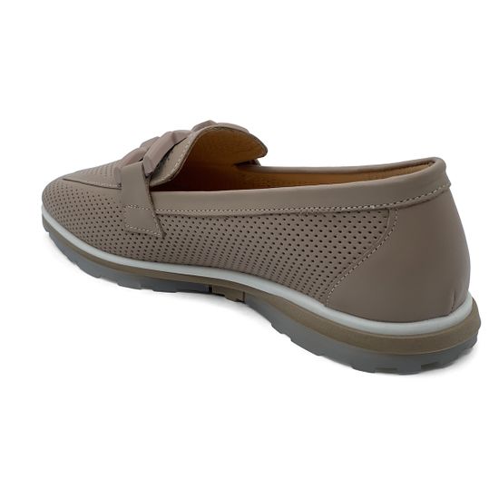 Лоферы CV COVER пудровые кожаные перфорированные - фото 3, 100-05 COV PUDRA