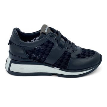 Кроссовки NILA NILA с прозрачной вставкой черные кожа/текстиль - фото 1, NO5823 NIL NERO