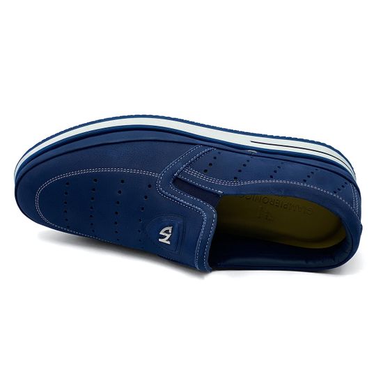 Слипоны Giampieronicola синие из нубука с крупной перфорацией - фото 5, 