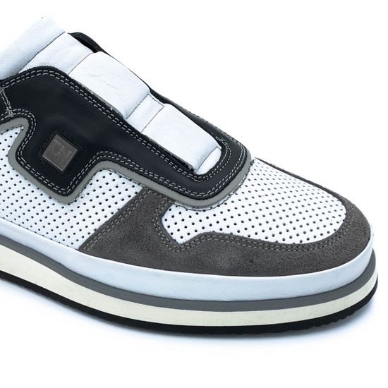 Кроссовки Giampieronicola бело-серые комбинация кожи и нубука - фото 6, A33879 GPN