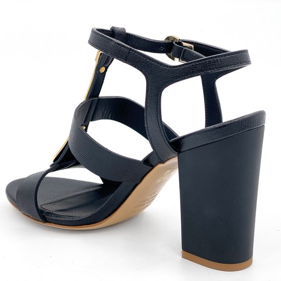 Босоножки Renzi кожаные черные с металлическим язычком - фото 3, 