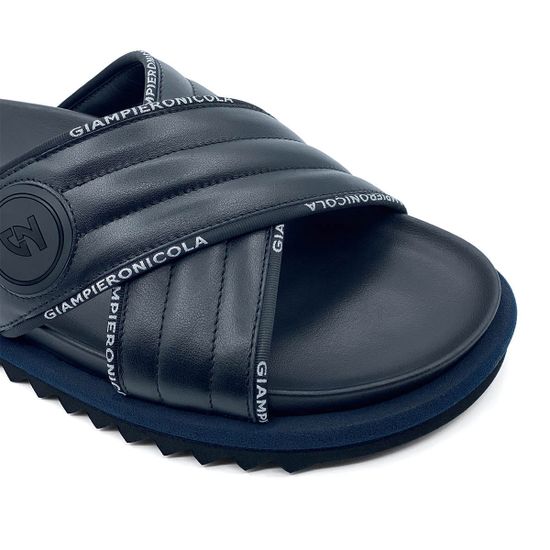 Шлепанцы Giampieronicola черные кожаные стеганые - фото 6, 
