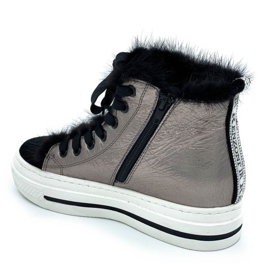 Ботинки Ilasio Renzoni серебряные кожаные МЕХ - фото 3, 