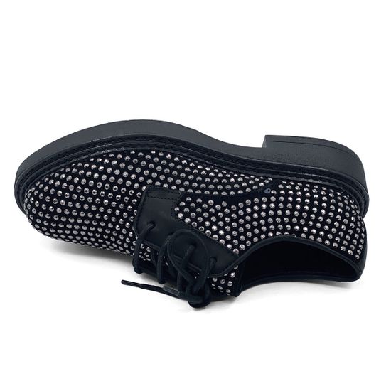 Полуботинки Mimmu черные замшевые демисезонные клепки метал - фото 5, F303M24 MIM MET851