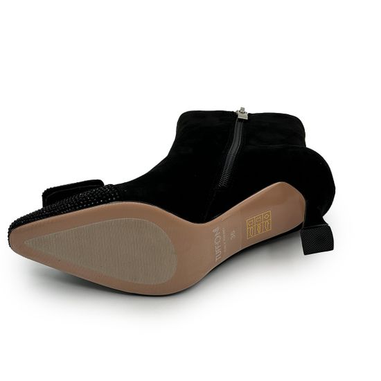 Ботильоны Tuffoni черные замша/стрейч со стразами демисезонные - фото 4, 5624030VL TUF