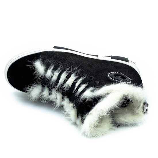 Ботинки Ilasio Renzoni черные замшевые МЕХ на светлой подошве - фото 4, 