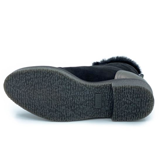 Ботинки Pertini черно-серые МЕХ комбинация замши и кожи - фото 4, 