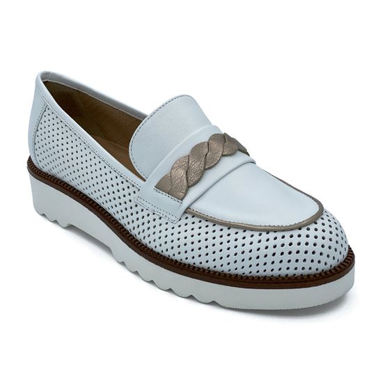 Лоферы Donna Soft белые кожаные с перфорацией - фото 2, DS1753 DS
