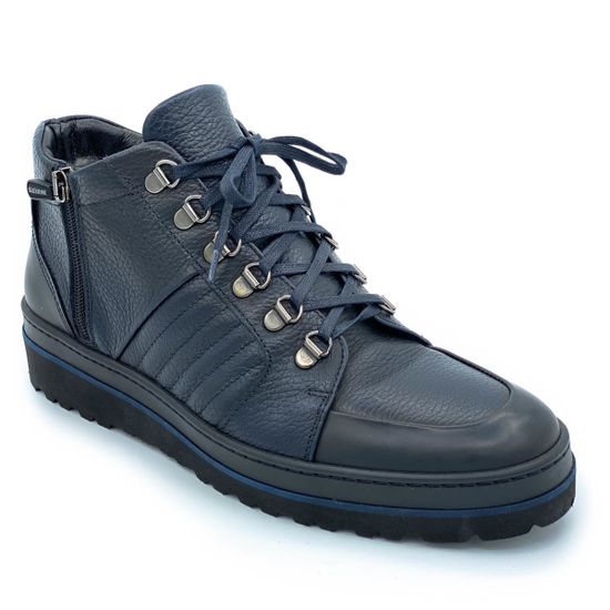 Ботинки Luca Guerrini синие кожаные МЕХ - фото 2, 