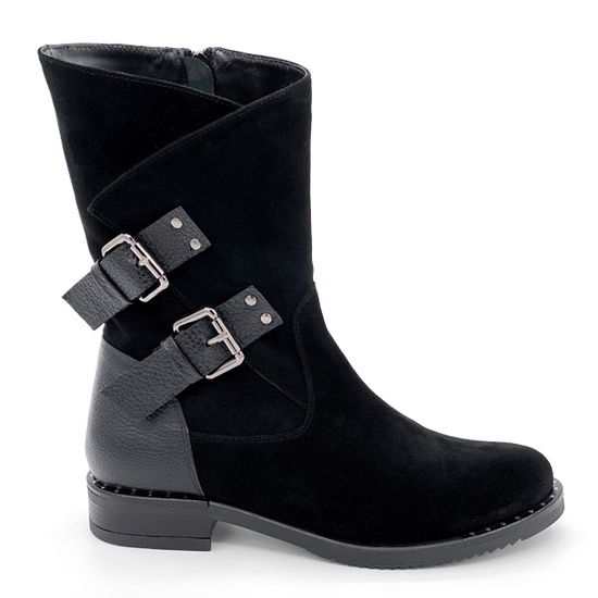 Полусапоги Cover черные замшевые МЕХ - фото 1, 