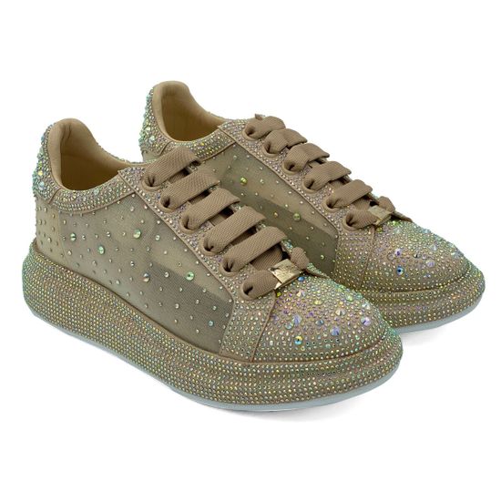 Кроссовки Ilasio Renzoni кожа и текстиль золотого цвета - фото 7, 