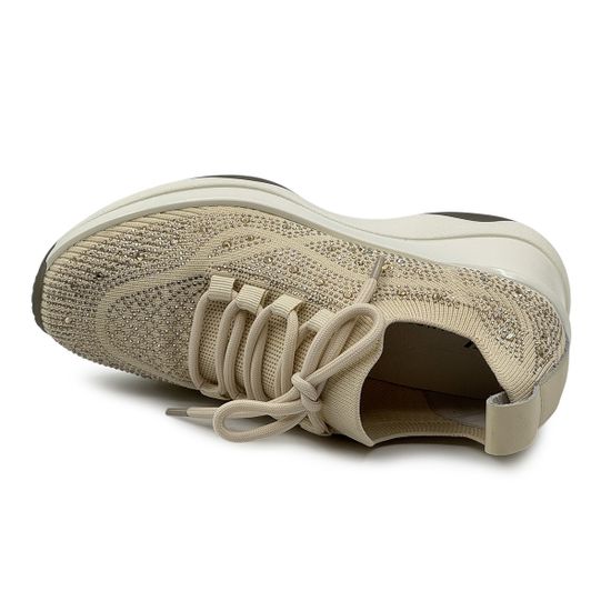 Кроссовки Francesco V бежевые текстильные со стразами - фото 5, T195 FV BEIGE