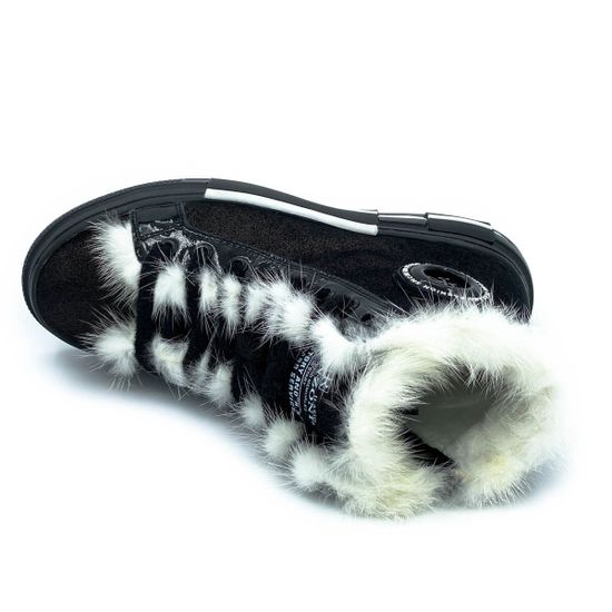 Ботинки Ilasio Renzoni черные замшевые МЕХ на черной подошве - фото 5, 