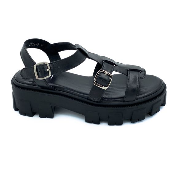 Босоножки Cover черные кожаные - фото 1, 2591-2 COV