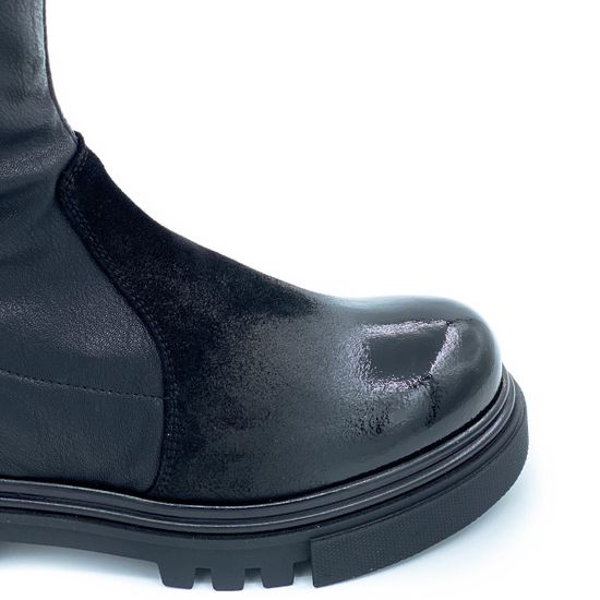 Сапоги Jeannot черные демисезонные комбинация кожи и наплака - фото 6, 