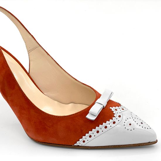 Босоножки Rosso&amp;Nero замша/лак рыже-белые - фото 6, 