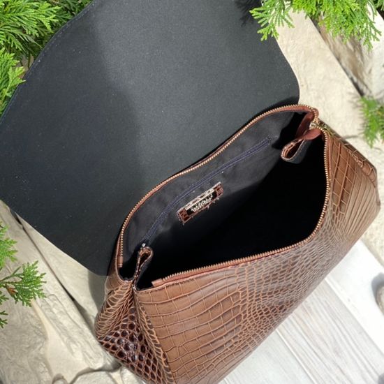 Сумка Ripani коричневая кожаная тиснение под рептилию - фото 6, 9268SO RP MORO