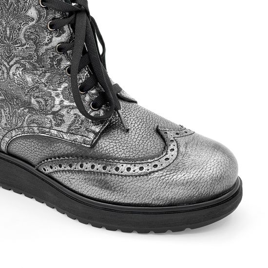 Ботинки Marzetti  серебряные кожаные МЕХ - фото 6, 