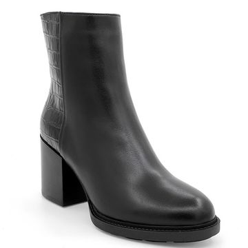 Ботинки Cover черные кожаные МЕХ тиснение под крокодила - фото 2, 751919-2 COV