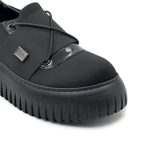 Полуботинки LAB MILANO черные текстиль/лак демисезонные - фото 6, P22624622 LAB NERO